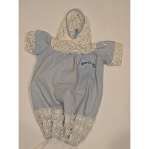Vintage Cabbage Patch Kids Preemie Gown With Bonnet Blue Floral Lace 1980s